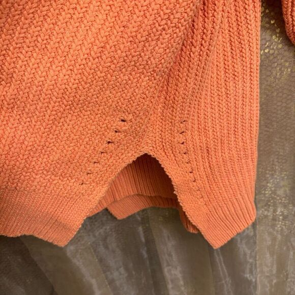 Free People Peach Orange Nightingale Chunky Long Cardigan Sweater Small NWOT - Picture 5 of 11